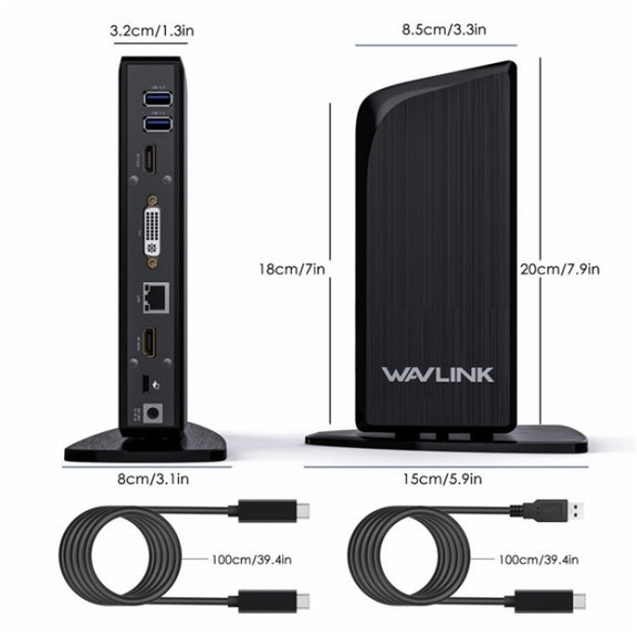 WAVLINK UG39PD1 13 in 1 Type-C Triple Monitors 4K HD Docking Station, Plug:EU Plug