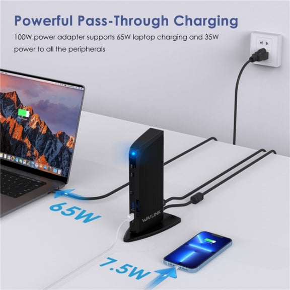 WAVLINK UG39PD1 13 in 1 Type-C Triple Monitors 4K HD Docking Station, Plug:EU Plug