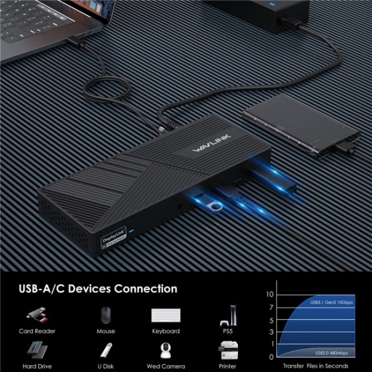 WAVLINK UG69PD25 Pro 100W PD Charging Triple 4K Display Laptop Docking Station, Plug:EU Plug - free shipping - PMc TechLife - Order now!