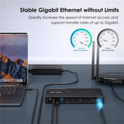WAVLINK UG69PD25 Pro 100W PD Charging Triple 4K Display Laptop Docking Station, Plug:US Plug