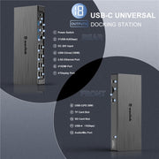 WAVLINK UG69PD8 Pro 18-in-1 DP / HD 5K Quadruple Display USB C Universal Docking Station, Plug:EU Plug