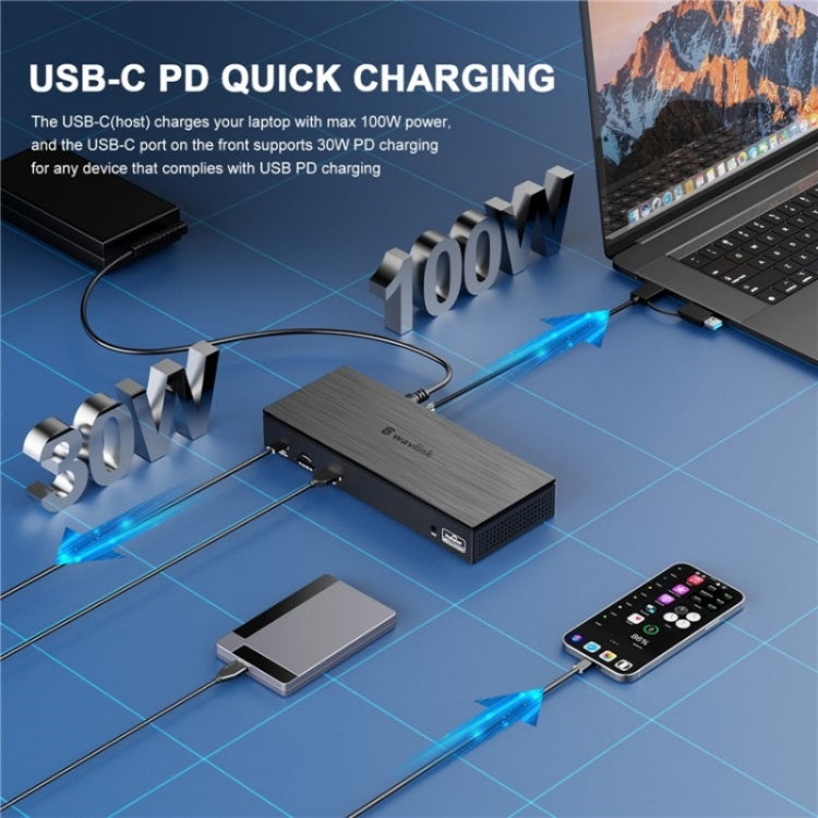 WAVLINK UG69PD8 Pro 18-in-1 DP / HD 5K Quadruple Display USB C Universal Docking Station, Plug:EU Plug - free shipping - PMc TechLife - Order now!