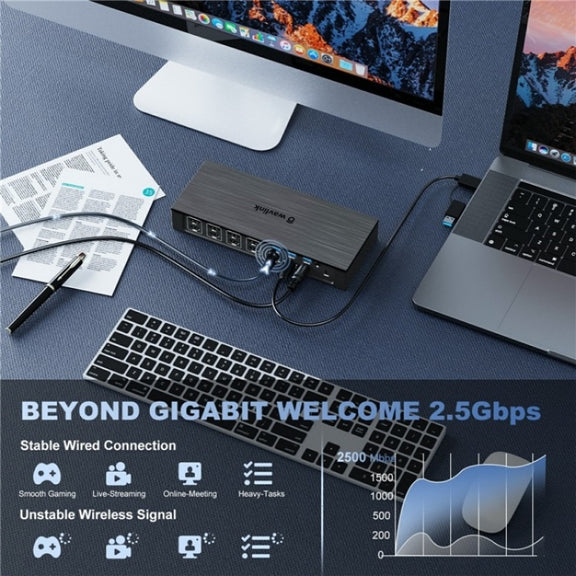 WAVLINK UG69PD8 Pro 18-in-1 DP / HD 5K Quadruple Display USB C Universal Docking Station, Plug:UK Plug