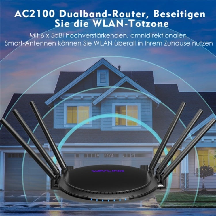 WAVLINK WN531A6 Dual Band Wireless Repeater AC2100 Gigabit Ethernet Port WiFi Router, Plug:UK Plug