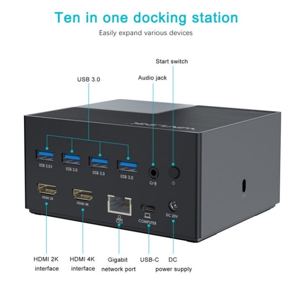 WAVLINK UG76PD2 3.5mm Audio, Gigabit Network Port Dual HD Universal Docking Station(UK Plug)