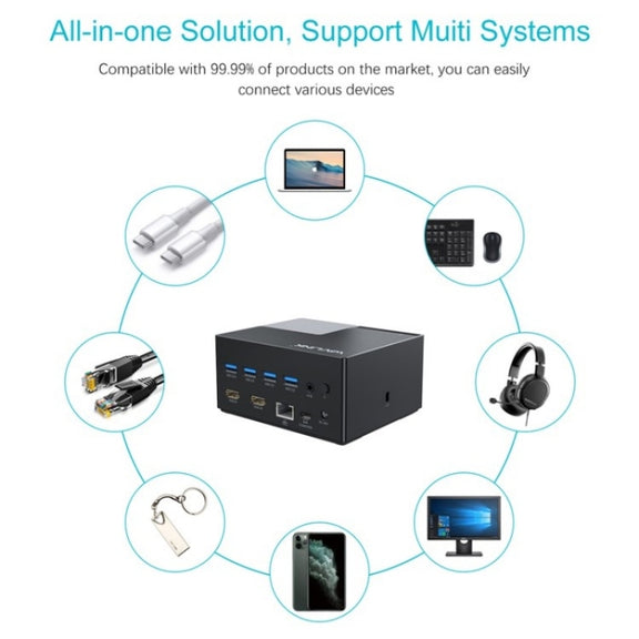 WAVLINK UG76PD2 3.5mm Audio, Gigabit Network Port Dual HD Universal Docking Station(EU Plug)