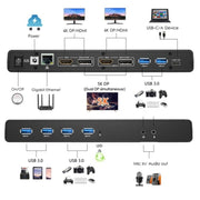 WAVLINK UG69PD6 Dual 4K Laptop Docking Station 5K HD Displaylink 65 / 100W PD Charging, Plug:AU Plug