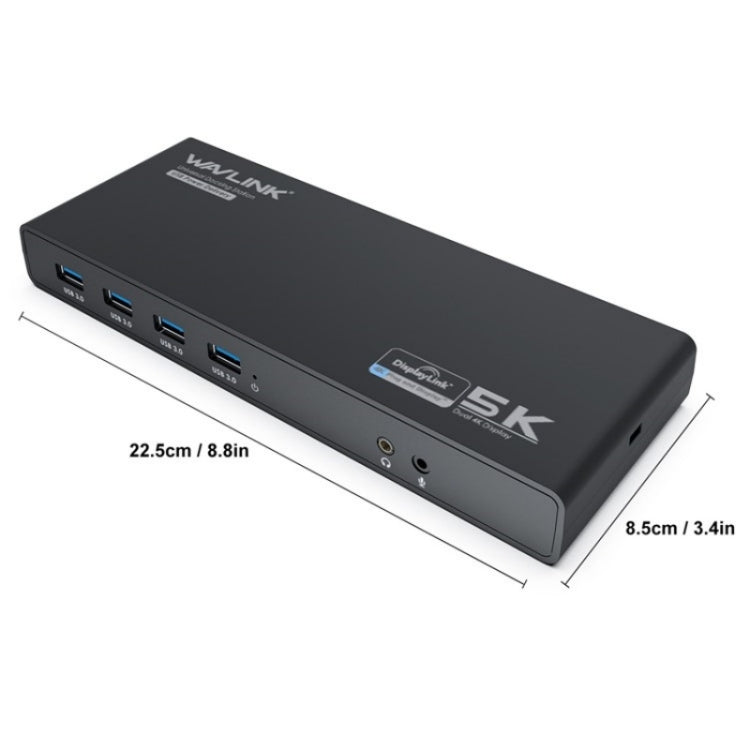 WAVLINK UG69PD6 Dual 4K Laptop Docking Station 5K HD Displaylink 65 / 100W PD Charging, Plug:UK Plug