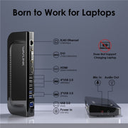 WAVLINK UG49DK4 Universal Laptop Docking Station Dual Monitor Supports DVI / HDMI / VGA(EU Plug)