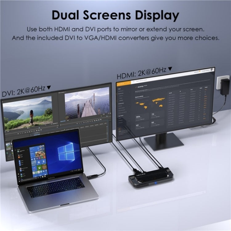 WAVLINK UG49DK4 Universal Laptop Docking Station Dual Monitor Supports DVI / HDMI / VGA(AU Plug) - free shipping - PMC Jewellery - Order now!