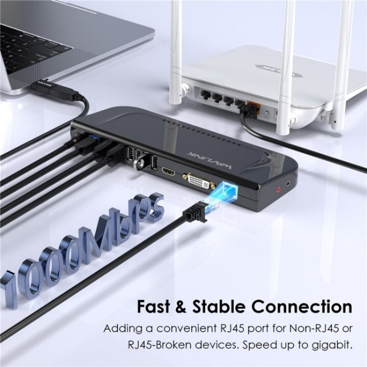 WAVLINK UG49DK4 Universal Laptop Docking Station Dual Monitor Supports DVI / HDMI / VGA(AU Plug) - free shipping - PMC Jewellery - Order now!