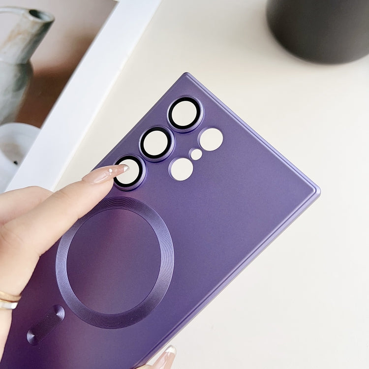 For Samsung Galaxy S25 Ultra 5G Metallic Paint Magsafe Liquid TPU Phone Case(Purple)