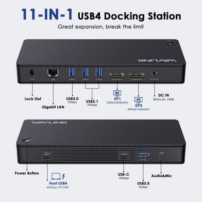 WAVLINK UTD22 Support 96W Laptop Charging USB4 Docking Station Dual Monitor USB-C Hub(US Plug) - free shipping - PMC Jewellery - Order now!