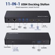 WAVLINK UTD22 Support 96W Laptop Charging USB4 Docking Station Dual Monitor USB-C Hub(US Plug)
