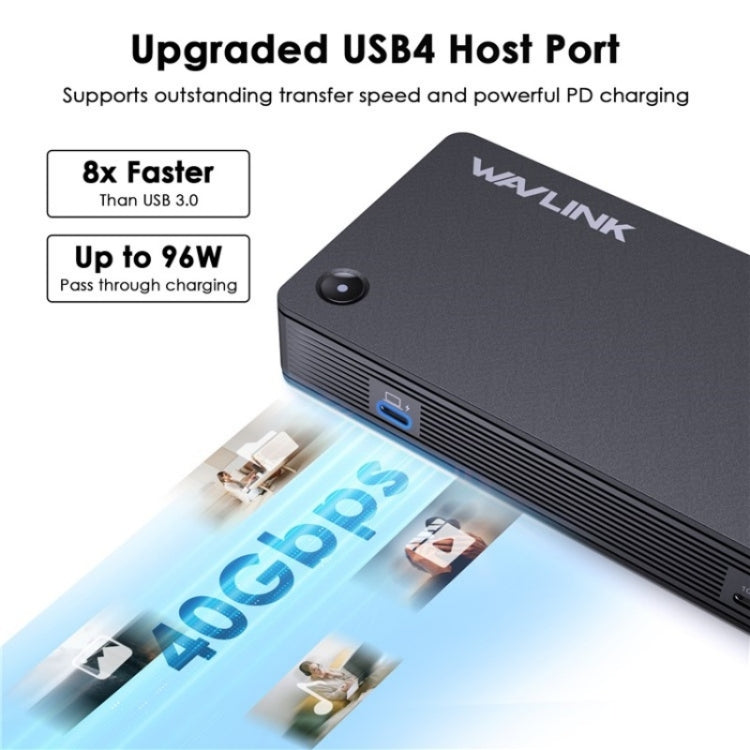 WAVLINK UTD22 Support 96W Laptop Charging USB4 Docking Station Dual Monitor USB-C Hub(UK Plug)