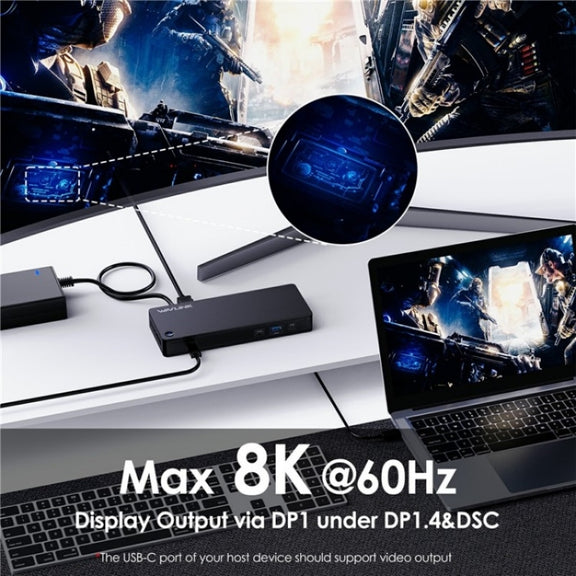 WAVLINK UTD22 Support 96W Laptop Charging USB4 Docking Station Dual Monitor USB-C Hub(EU Plug)