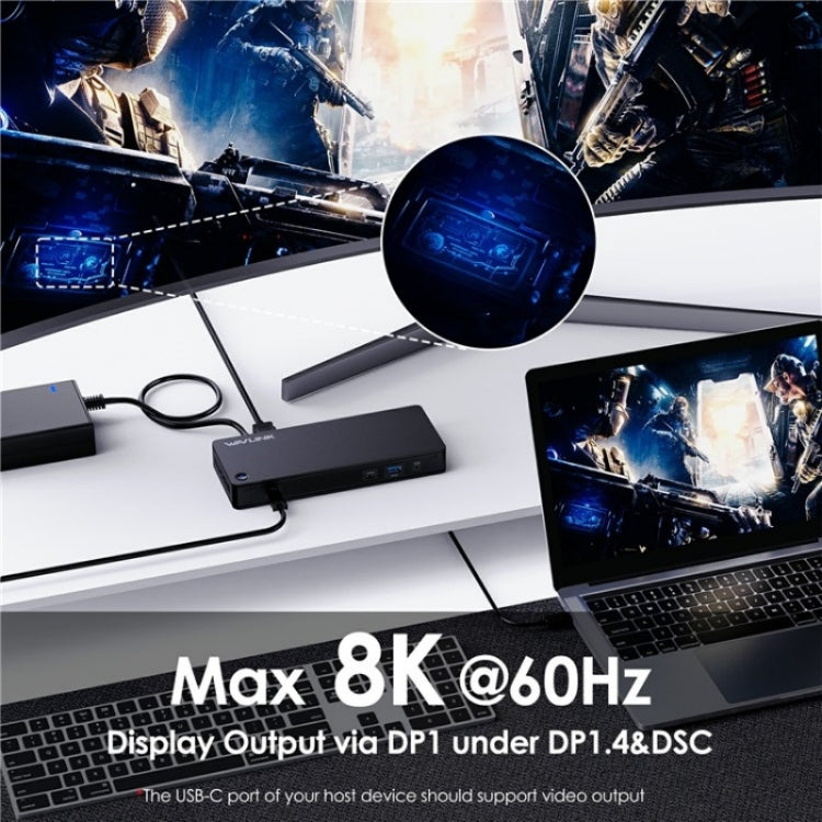 WAVLINK UTD22 Support 96W Laptop Charging USB4 Docking Station Dual Monitor USB-C Hub(EU Plug)