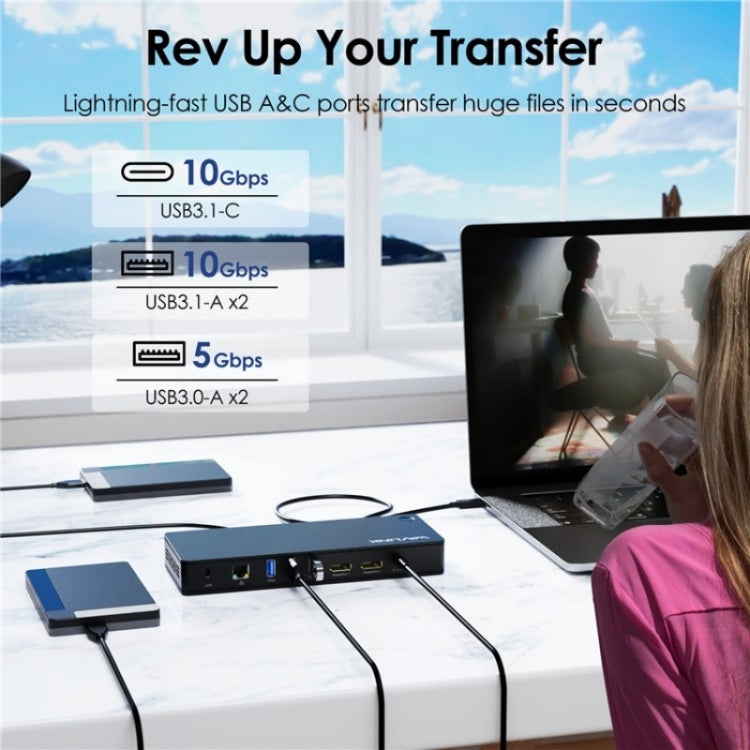 WAVLINK UTD22 Support 96W Laptop Charging USB4 Docking Station Dual Monitor USB-C Hub(EU Plug)