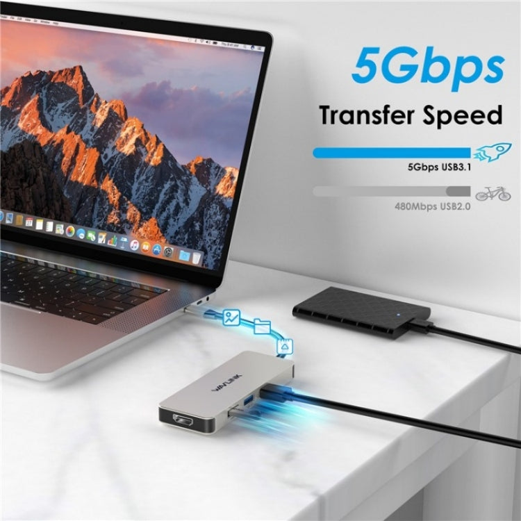WAVLINK UHP3416 7-in-1 PD100W Charging SD / TF Card Reader 4K HD Type-C Docking Station(Blue)