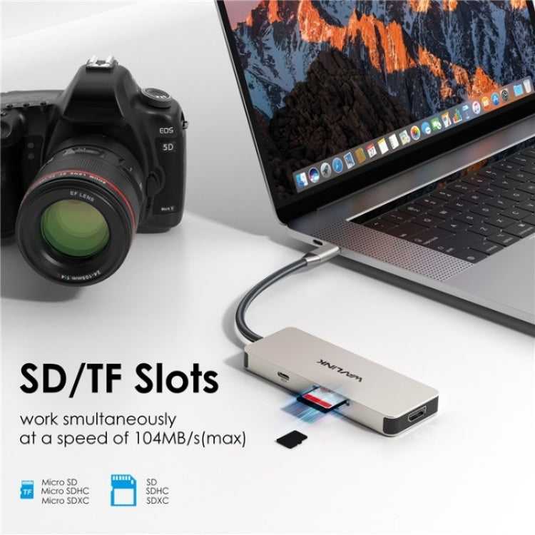 WAVLINK UHP3416 7-in-1 PD100W Charging SD / TF Card Reader 4K HD Type-C Docking Station(Blackish Green) - free shipping - PMC Jewellery - Order now!