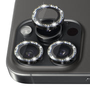 For iPhone 16 Pro / 16 Pro Max NORTHJO Glitter Camera Lens Protector Tempered Glass Metal Ring Film(Black)