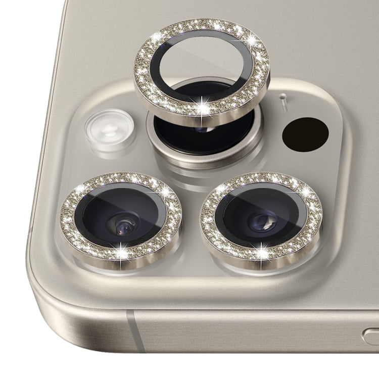For iPhone 16 Pro / 16 Pro Max NORTHJO Glitter Camera Lens Protector Tempered Glass Metal Ring Film(Natural)