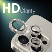 For iPhone 16 Pro / 16 Pro Max NORTHJO Glitter Camera Lens Protector Tempered Glass Metal Ring Film(Natural)