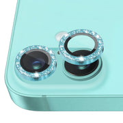 For iPhone 16 / 16 Plus NORTHJO Glitter Camera Lens Protector Tempered Glass Metal Ring Film(Cyan)