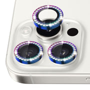 For iPhone 16 Pro / 16 Pro Max NORTHJO Rhinestone Camera Lens Protector Tempered Glass Metal Ring Film(Colorful)