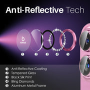 For iPhone 16 / 16 Plus NORTHJO Rhinestone Camera Lens Protector Tempered Glass Metal Ring Film(Rose)