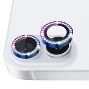 For iPhone 16 / 16 Plus NORTHJO Rhinestone Camera Lens Protector Tempered Glass Metal Ring Film(Colorful)