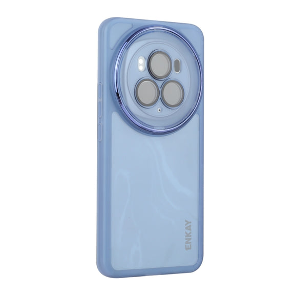 For Honor Magic6 ENKAY Hat-Prince Translucent Matte TPU Phone Case with Lens Film(Blue)