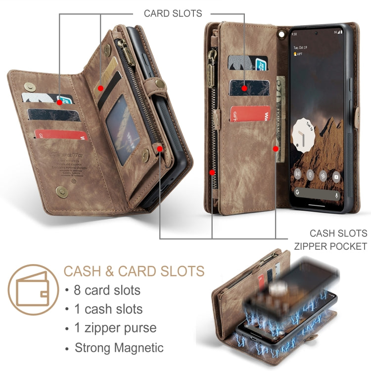 For Google Pixel 9 / 9 Pro CaseMe 008 Detachable Multifunctional Leather Phone Case(Brown) - free shipping - PMC Jewellery - Order now!