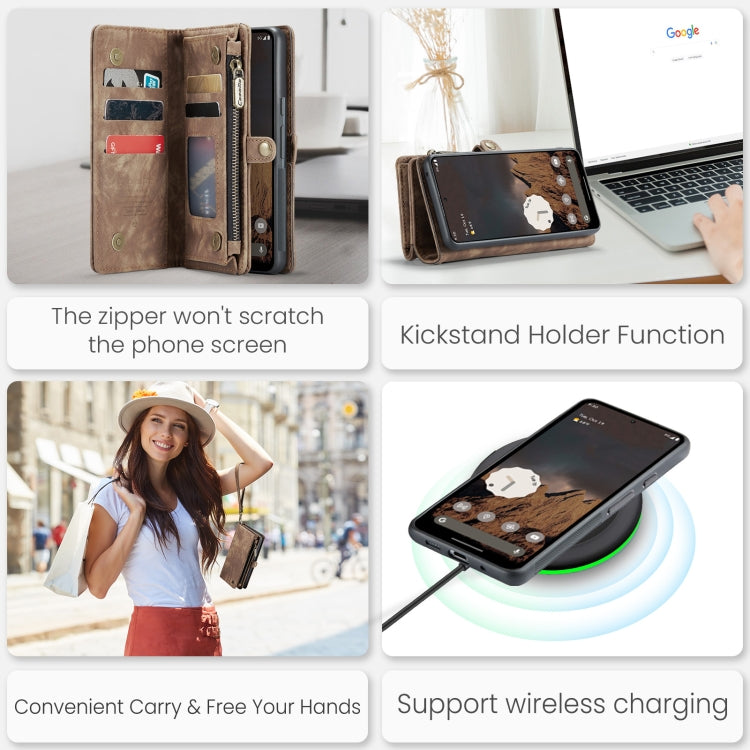 For Google Pixel 9 / 9 Pro CaseMe 008 Detachable Multifunctional Leather Phone Case(Brown) - free shipping - PMC Jewellery - Order now!