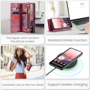 For Google Pixel 9 Pro XL CaseMe 008 Detachable Multifunctional Leather Phone Case(Wine Red)