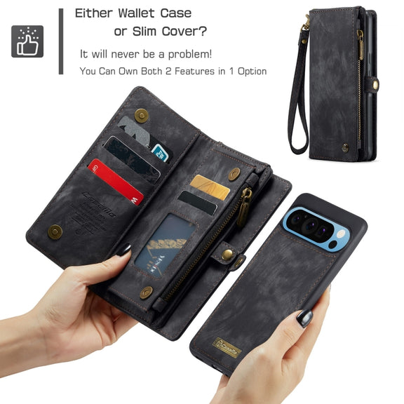 For Google Pixel 9 Pro XL CaseMe 008 Detachable Multifunctional Leather Phone Case(Black)