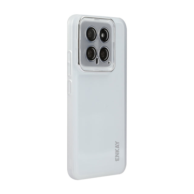 For Xiaomi 14 ENKAY Hat-Prince Translucent Matte TPU Phone Case with Lens Film(White)