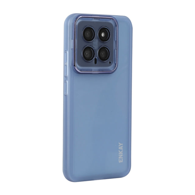 For Xiaomi 14 ENKAY Hat-Prince Translucent Matte TPU Phone Case with Lens Film(Blue)