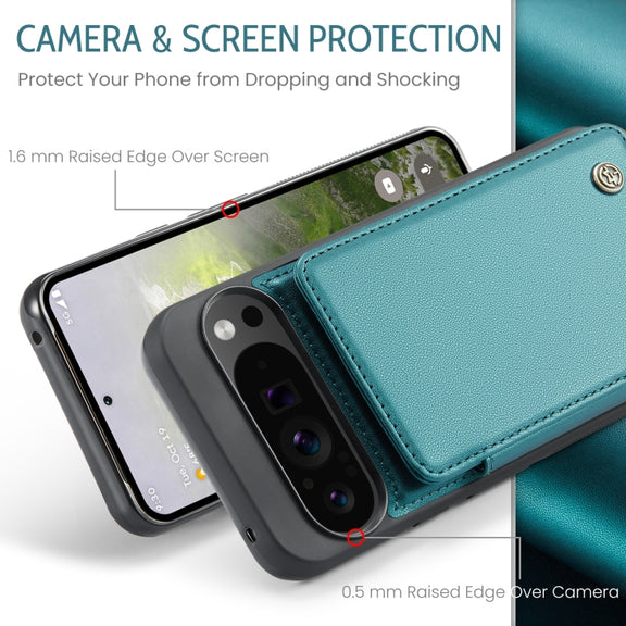 For Google Pixel 9 Pro XL CaseMe C22 Card Slots Holder RFID Anti-theft Phone Case(Green)