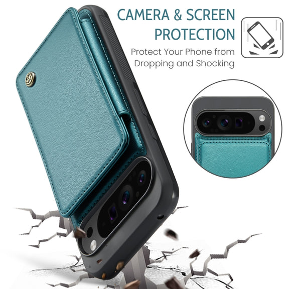 For Google Pixel 9 Pro XL CaseMe C22 Card Slots Holder RFID Anti-theft Phone Case(Green)
