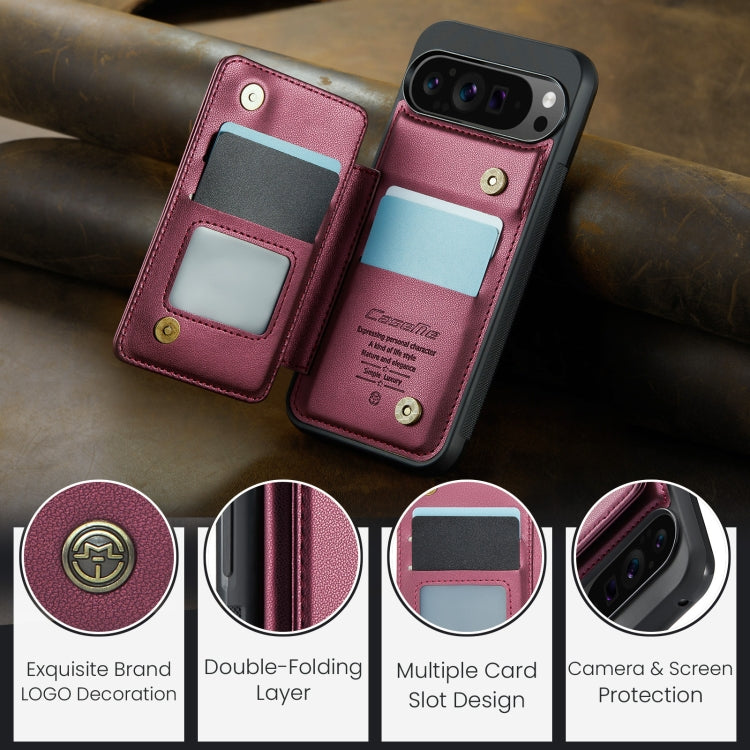 For Google Pixel 9 Pro XL CaseMe C22 Card Slots Holder RFID Anti-theft Phone Case(Wine)