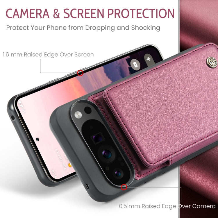 For Google Pixel 9 Pro XL CaseMe C22 Card Slots Holder RFID Anti-theft Phone Case(Wine)