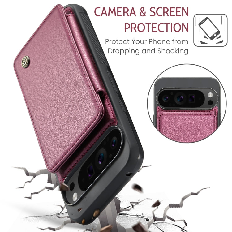 For Google Pixel 9 Pro XL CaseMe C22 Card Slots Holder RFID Anti-theft Phone Case(Wine)