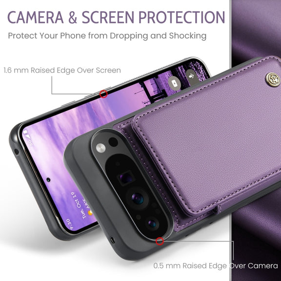 For Google Pixel 9 Pro XL CaseMe C22 Card Slots Holder RFID Anti-theft Phone Case(Purple)