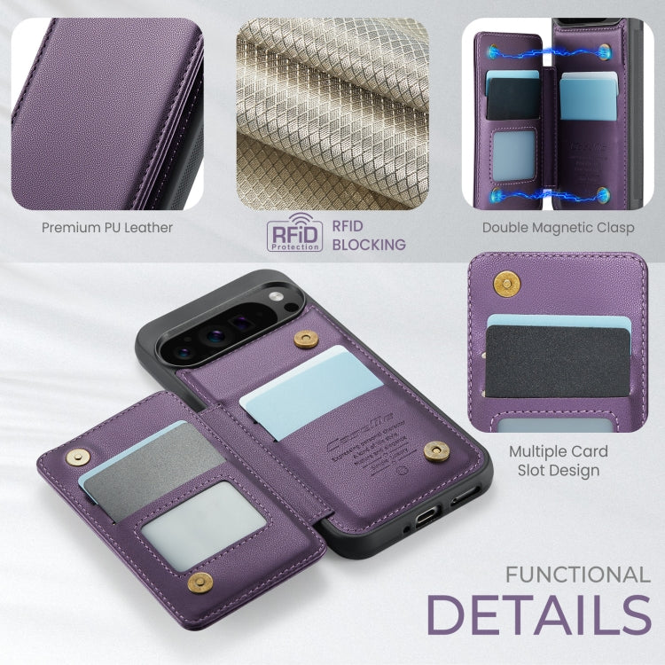 For Google Pixel 9 Pro XL CaseMe C22 Card Slots Holder RFID Anti-theft Phone Case(Purple)