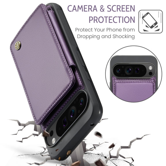 For Google Pixel 9 Pro XL CaseMe C22 Card Slots Holder RFID Anti-theft Phone Case(Purple)