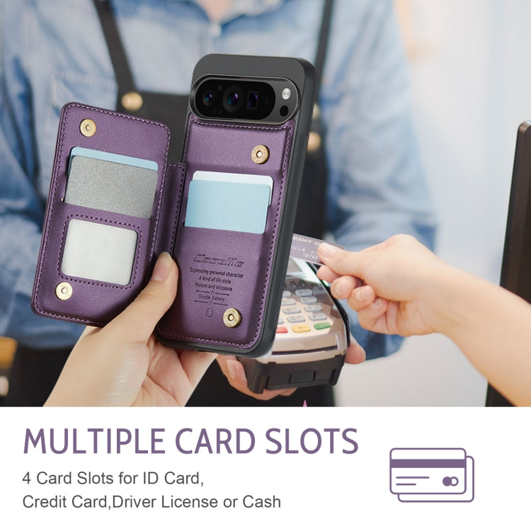 For Google Pixel 9 Pro XL CaseMe C22 Card Slots Holder RFID Anti-theft Phone Case(Purple)