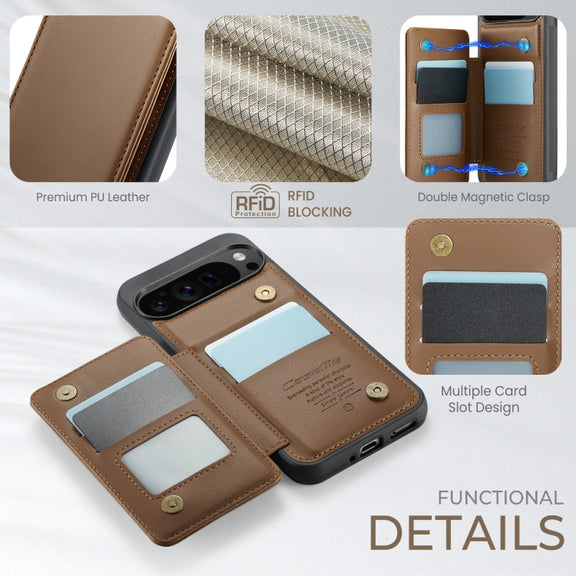 For Google Pixel 9 Pro XL CaseMe C22 Card Slots Holder RFID Anti-theft Phone Case(Brown)