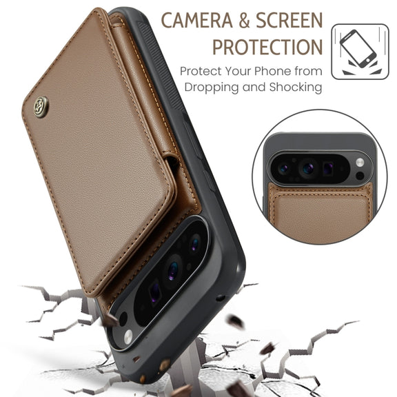 For Google Pixel 9 Pro XL CaseMe C22 Card Slots Holder RFID Anti-theft Phone Case(Brown)