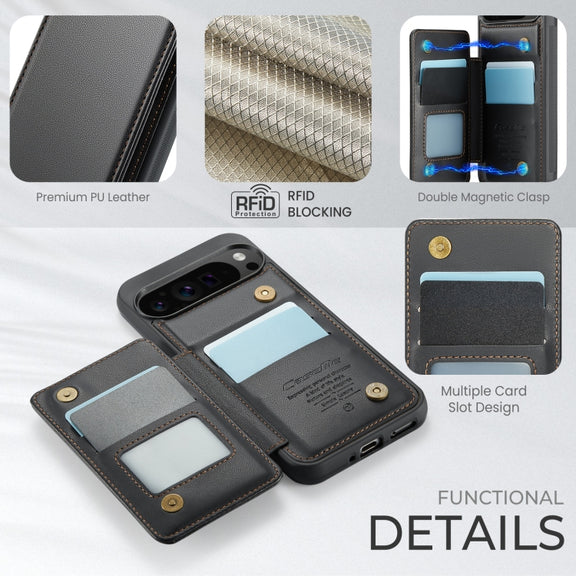 For Google Pixel 9 Pro XL CaseMe C22 Card Slots Holder RFID Anti-theft Phone Case(Black)